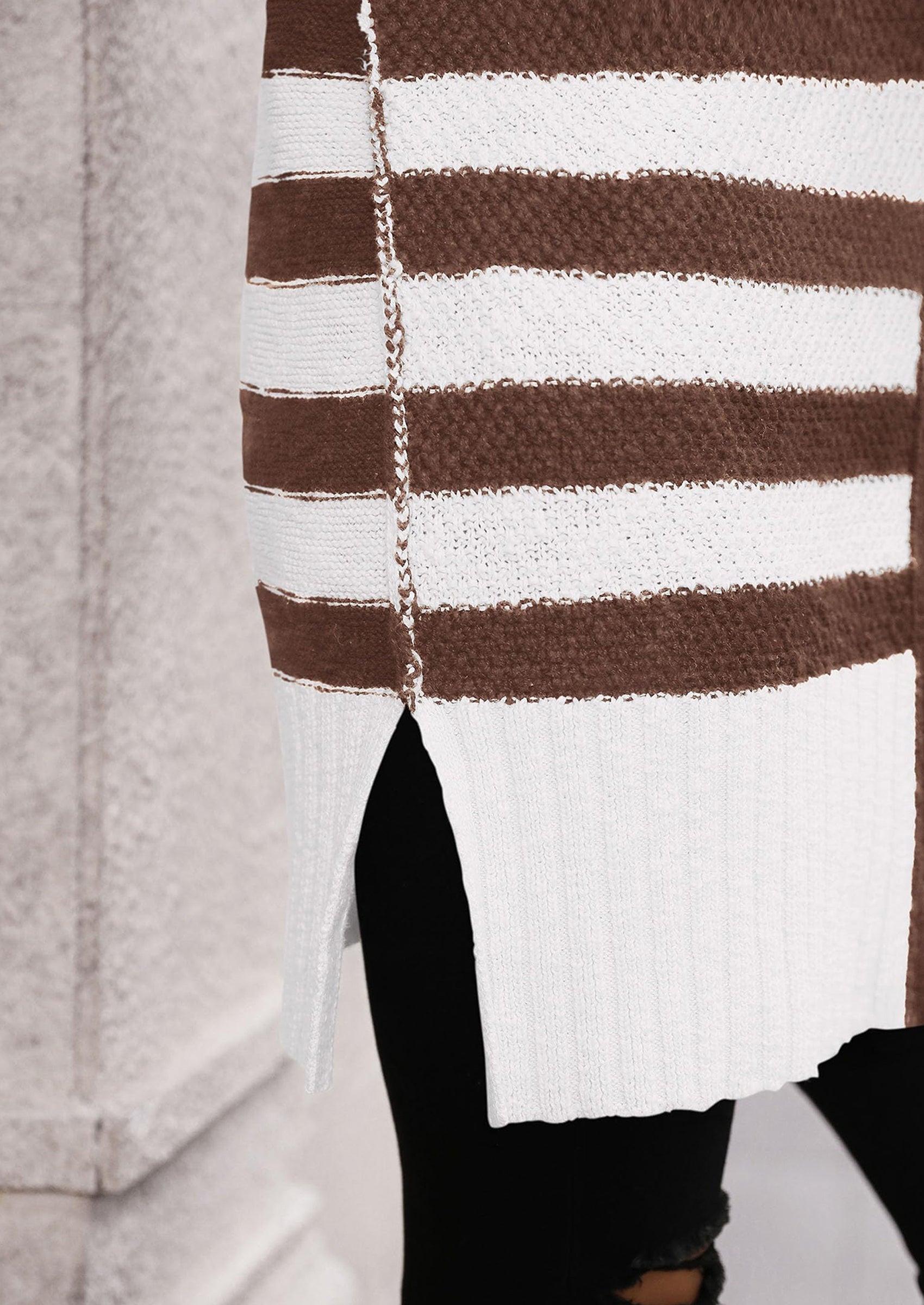 PRETTYGARDEN Women's Winter Striped Cardigan Sweaters Long Sleeve Button Down Open Front Chunky Knit Oversized Sweater Coat