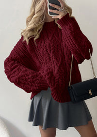 PRETTYGARDEN Women's Oversized Fall Sweaters Casual Long Sleeve Crewneck Chunky Cable Knit Pullover Tops Winter Clothes