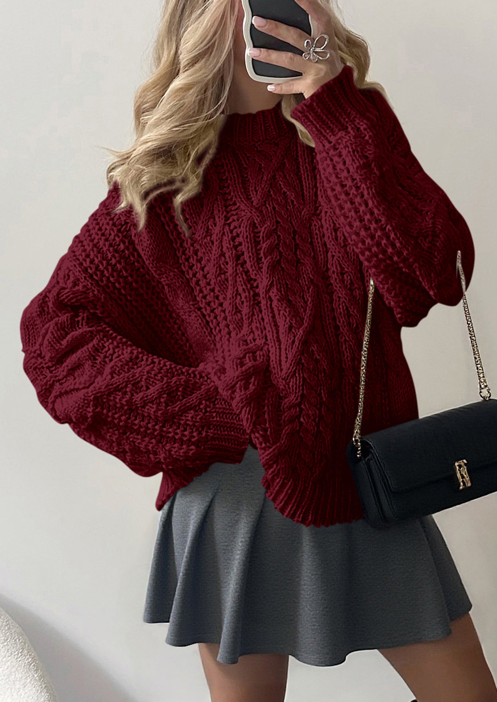 PRETTYGARDEN Women's Oversized Fall Sweaters Casual Long Sleeve Crewneck Chunky Cable Knit Pullover Tops Winter Clothes