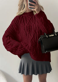 PRETTYGARDEN Women's Oversized Fall Sweaters Casual Long Sleeve Crewneck Chunky Cable Knit Pullover Tops Winter Clothes