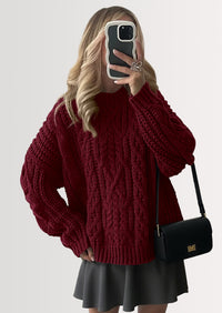 PRETTYGARDEN Women's Oversized Fall Sweaters Casual Long Sleeve Crewneck Chunky Cable Knit Pullover Tops Winter Clothes