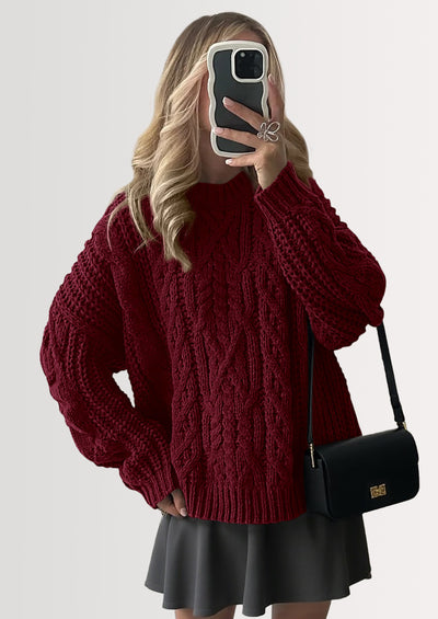 PRETTYGARDEN Women's Oversized Fall Sweaters Casual Long Sleeve Crewneck Chunky Cable Knit Pullover Tops Winter Clothes