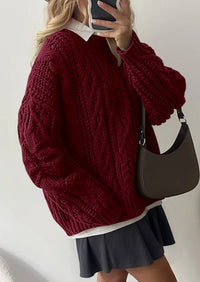 PRETTYGARDEN Women's Oversized Fall Sweaters Casual Long Sleeve Crewneck Chunky Cable Knit Pullover Tops Winter Clothes