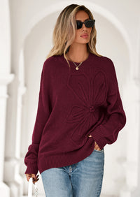 PRETTYGARDEN Womens Sweaters Fall Fashion Long Sleeve Crewneck Floral Knit Pullover Sweater Tops Winter Clothes