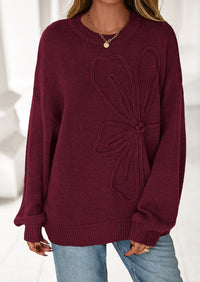 PRETTYGARDEN Womens Sweaters Fall Fashion Long Sleeve Crewneck Floral Knit Pullover Sweater Tops Winter Clothes