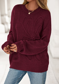 PRETTYGARDEN Womens Sweaters Fall Fashion Long Sleeve Crewneck Floral Knit Pullover Sweater Tops Winter Clothes