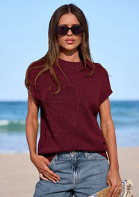 PRETTYGARDEN Women's Spring Sweater Vest Trendy Flower Knit Short Sleeve Cute Pullover Tank Tops Summer Fashion Clothing PRETTYGARDEN