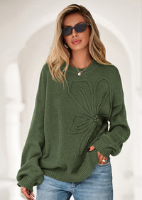 PRETTYGARDEN Womens Sweaters Fall Fashion Long Sleeve Crewneck Floral Knit Pullover Sweater Tops Winter Clothes