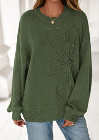 PRETTYGARDEN Womens Sweaters Fall Fashion Long Sleeve Crewneck Floral Knit Pullover Sweater Tops Winter Clothes