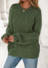 PRETTYGARDEN Womens Sweaters Fall Fashion Long Sleeve Crewneck Floral Knit Pullover Sweater Tops Winter Clothes