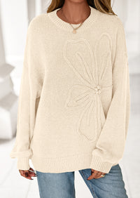 PRETTYGARDEN Womens Sweaters Fall Fashion Long Sleeve Crewneck Floral Knit Pullover Sweater Tops Winter Clothes