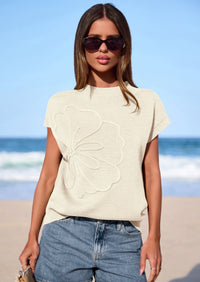 PRETTYGARDEN Women's Spring Sweater Vest Trendy Flower Knit Short Sleeve Cute Pullover Tank Tops Summer Fashion Clothing PRETTYGARDEN