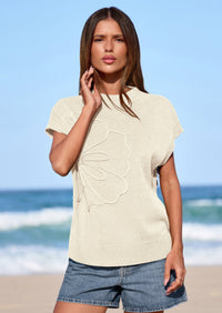 PRETTYGARDEN Women's Spring Sweater Vest Trendy Flower Knit Short Sleeve Cute Pullover Tank Tops Summer Fashion Clothing PRETTYGARDEN