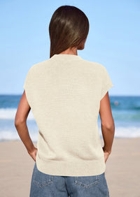 PRETTYGARDEN Women's Spring Sweater Vest Trendy Flower Knit Short Sleeve Cute Pullover Tank Tops Summer Fashion Clothing PRETTYGARDEN