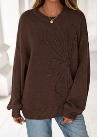 PRETTYGARDEN Womens Sweaters Fall Fashion Long Sleeve Crewneck Floral Knit Pullover Sweater Tops Winter Clothes