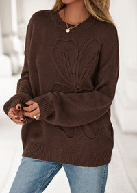 PRETTYGARDEN Womens Sweaters Fall Fashion Long Sleeve Crewneck Floral Knit Pullover Sweater Tops Winter Clothes