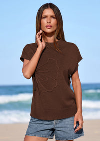 PRETTYGARDEN Women's Spring Sweater Vest Trendy Flower Knit Short Sleeve Cute Pullover Tank Tops Summer Fashion Clothing PRETTYGARDEN