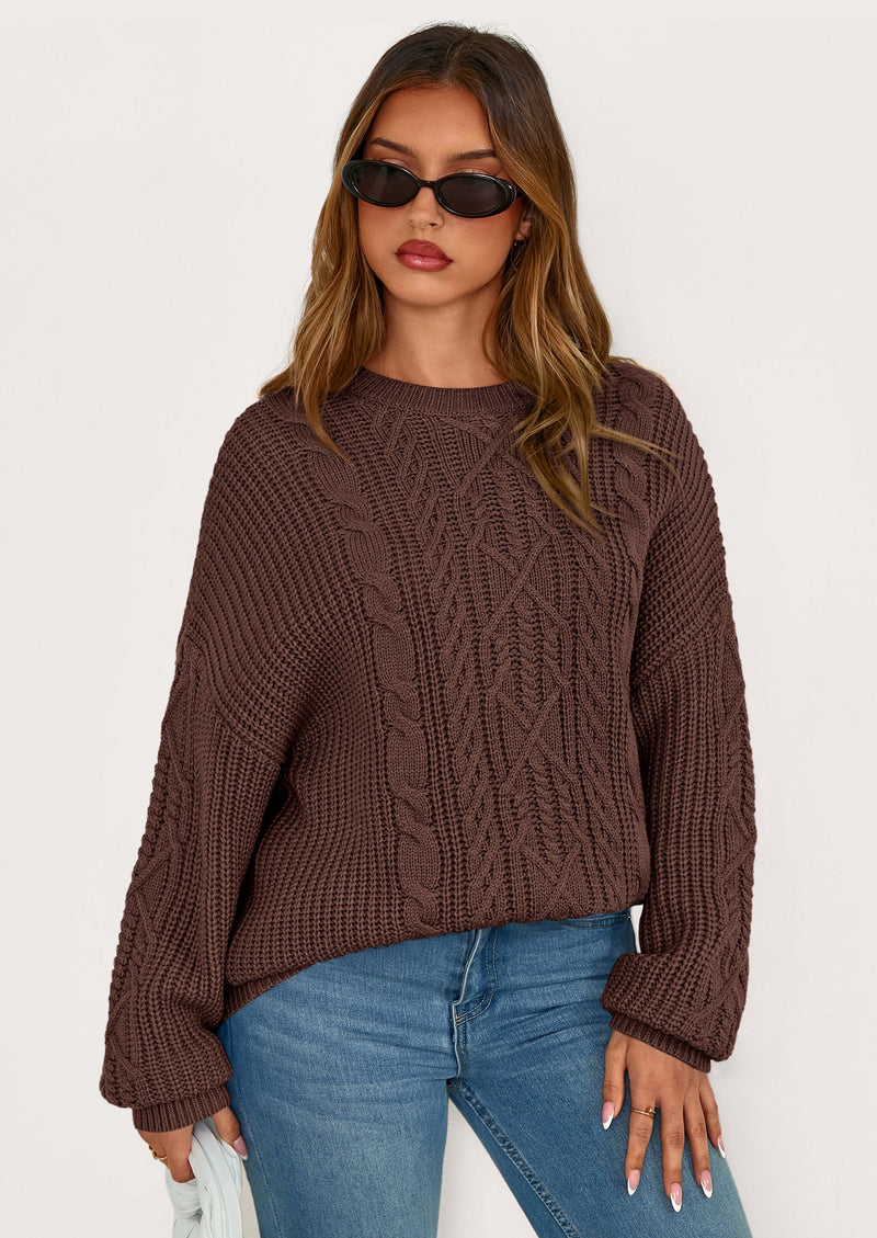 PRETTYGARDEN Women's Oversized Fall Sweaters Casual Long Sleeve Crewneck Chunky Cable Knit Pullover Tops Winter Clothes PRETTYGARDEN