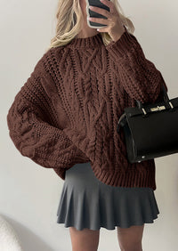 PRETTYGARDEN Women's Oversized Fall Sweaters Casual Long Sleeve Crewneck Chunky Cable Knit Pullover Tops Winter Clothes