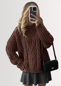 PRETTYGARDEN Women's Oversized Fall Sweaters Casual Long Sleeve Crewneck Chunky Cable Knit Pullover Tops Winter Clothes