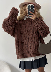 PRETTYGARDEN Women's Oversized Fall Sweaters Casual Long Sleeve Crewneck Chunky Cable Knit Pullover Tops Winter Clothes