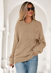 PRETTYGARDEN Womens Sweaters Fall Fashion Long Sleeve Crewneck Floral Knit Pullover Sweater Tops Winter Clothes