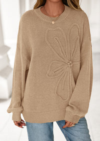 PRETTYGARDEN Womens Sweaters Fall Fashion Long Sleeve Crewneck Floral Knit Pullover Sweater Tops Winter Clothes