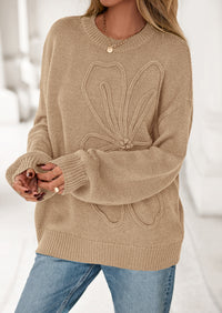 PRETTYGARDEN Womens Sweaters Fall Fashion Long Sleeve Crewneck Floral Knit Pullover Sweater Tops Winter Clothes