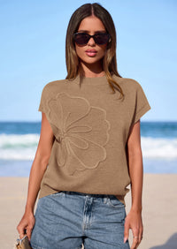 PRETTYGARDEN Women's Spring Sweater Vest Trendy Flower Knit Short Sleeve Cute Pullover Tank Tops Summer Fashion Clothing PRETTYGARDEN