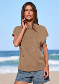 PRETTYGARDEN Women's Spring Sweater Vest Trendy Flower Knit Short Sleeve Cute Pullover Tank Tops Summer Fashion Clothing PRETTYGARDEN