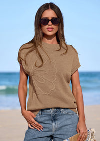 PRETTYGARDEN Women's Spring Sweater Vest Trendy Flower Knit Short Sleeve Cute Pullover Tank Tops Summer Fashion Clothing PRETTYGARDEN