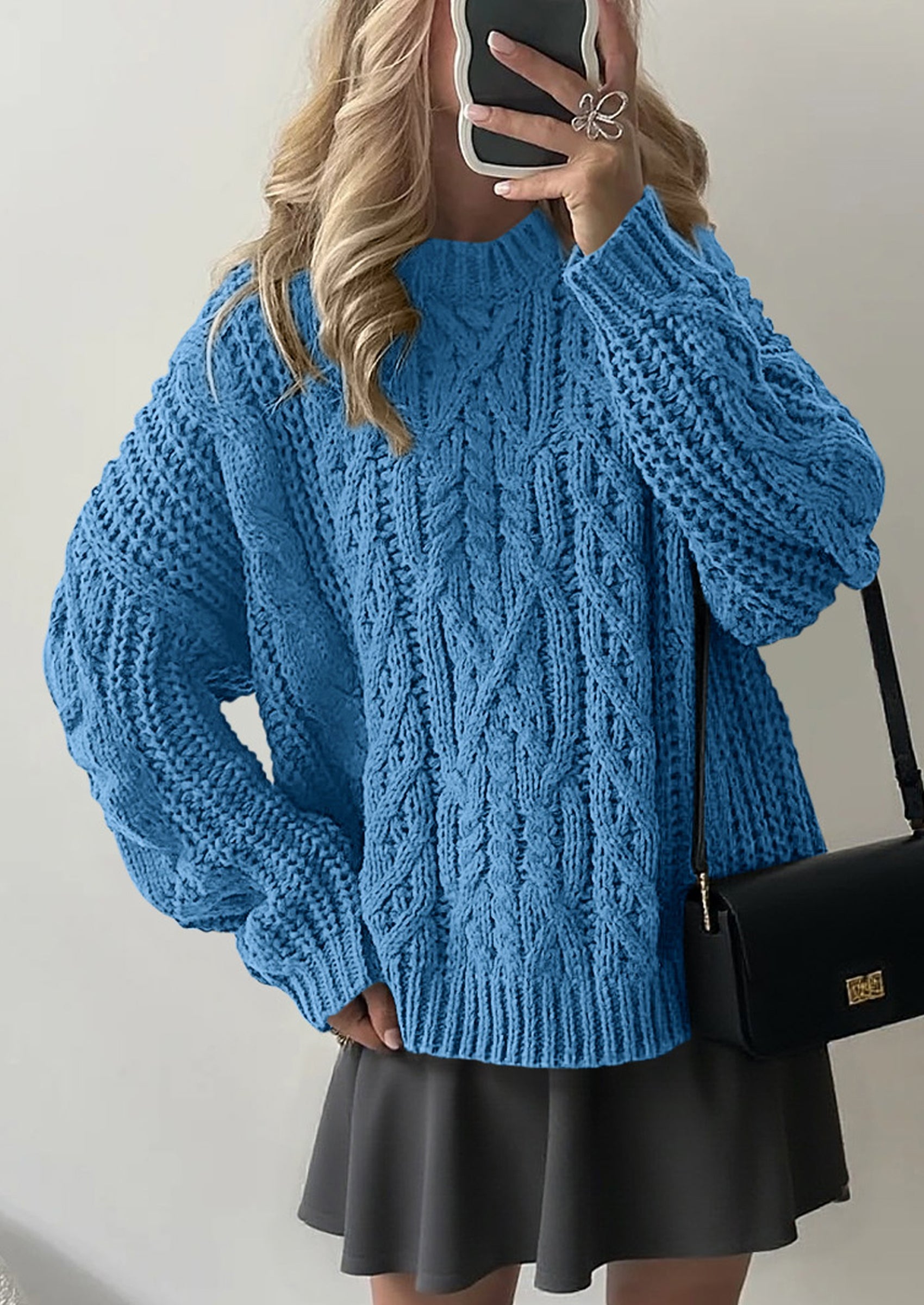 PRETTYGARDEN Women's Oversized Fall Sweaters Casual Long Sleeve Crewneck Chunky Cable Knit Pullover Tops Winter Clothes