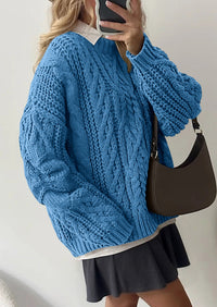 PRETTYGARDEN Women's Oversized Fall Sweaters Casual Long Sleeve Crewneck Chunky Cable Knit Pullover Tops Winter Clothes