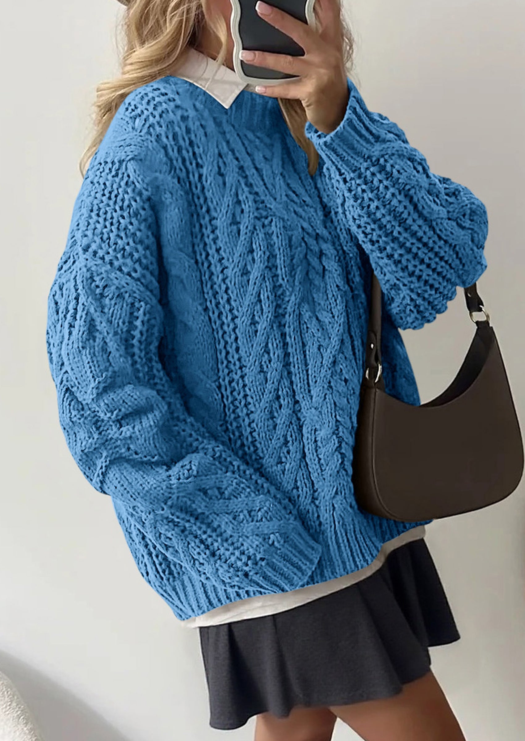 PRETTYGARDEN Women's Oversized Fall Sweaters Casual Long Sleeve Crewneck Chunky Cable Knit Pullover Tops Winter Clothes