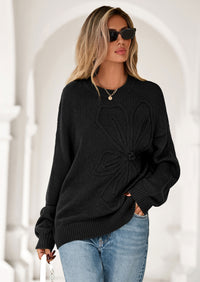 PRETTYGARDEN Womens Sweaters Fall Fashion Long Sleeve Crewneck Floral Knit Pullover Sweater Tops Winter Clothes