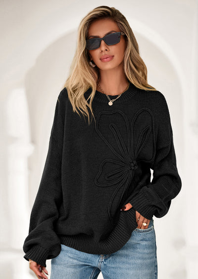 PRETTYGARDEN Womens Sweaters Fall Fashion Long Sleeve Crewneck Floral Knit Pullover Sweater Tops Winter Clothes