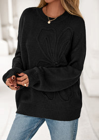 PRETTYGARDEN Womens Sweaters Fall Fashion Long Sleeve Crewneck Floral Knit Pullover Sweater Tops Winter Clothes