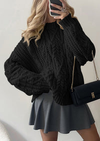PRETTYGARDEN Women's Oversized Fall Sweaters Casual Long Sleeve Crewneck Chunky Cable Knit Pullover Tops Winter Clothes