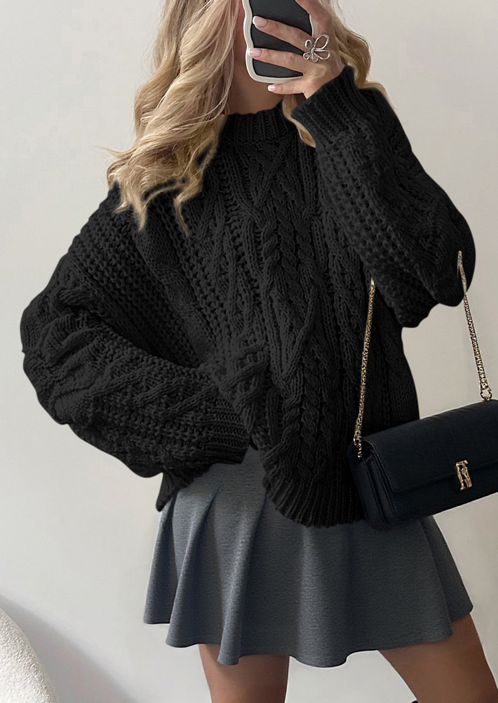 PRETTYGARDEN Women's Oversized Fall Sweaters Casual Long Sleeve Crewneck Chunky Cable Knit Pullover Tops Winter Clothes