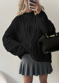 PRETTYGARDEN Women's Oversized Fall Sweaters Casual Long Sleeve Crewneck Chunky Cable Knit Pullover Tops Winter Clothes