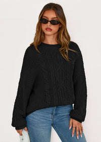 PRETTYGARDEN Women's Oversized Fall Sweaters Casual Long Sleeve Crewneck Chunky Cable Knit Pullover Tops Winter Clothes