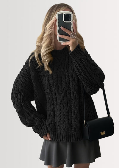 PRETTYGARDEN Women's Oversized Fall Sweaters Casual Long Sleeve Crewneck Chunky Cable Knit Pullover Tops Winter Clothes