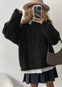PRETTYGARDEN Women's Oversized Fall Sweaters Casual Long Sleeve Crewneck Chunky Cable Knit Pullover Tops Winter Clothes
