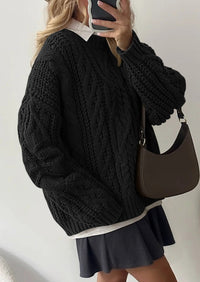 PRETTYGARDEN Women's Oversized Fall Sweaters Casual Long Sleeve Crewneck Chunky Cable Knit Pullover Tops Winter Clothes