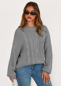 PRETTYGARDEN Women's Oversized Fall Sweaters Casual Long Sleeve Crewneck Chunky Cable Knit Pullover Tops Winter Clothes