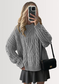 PRETTYGARDEN Women's Oversized Fall Sweaters Casual Long Sleeve Crewneck Chunky Cable Knit Pullover Tops Winter Clothes