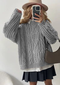 PRETTYGARDEN Women's Oversized Fall Sweaters Casual Long Sleeve Crewneck Chunky Cable Knit Pullover Tops Winter Clothes