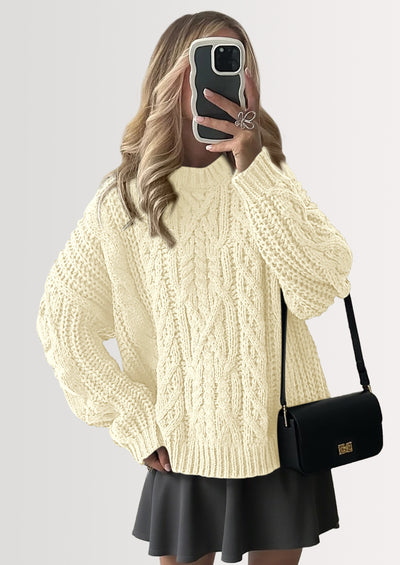 PRETTYGARDEN Women's Oversized Fall Sweaters Casual Long Sleeve Crewneck Chunky Cable Knit Pullover Tops Winter Clothes