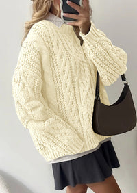 PRETTYGARDEN Women's Oversized Fall Sweaters Casual Long Sleeve Crewneck Chunky Cable Knit Pullover Tops Winter Clothes
