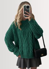 PRETTYGARDEN Women's Oversized Fall Sweaters Casual Long Sleeve Crewneck Chunky Cable Knit Pullover Tops Winter Clothes